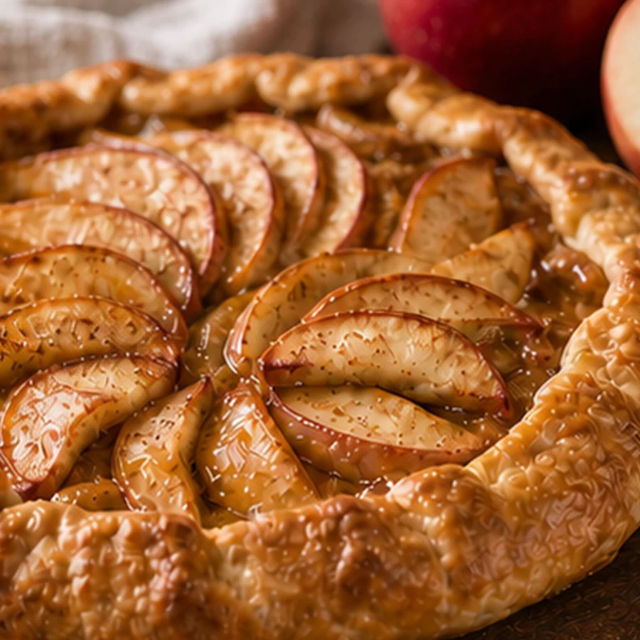 Golden apple pastry with cinnamon